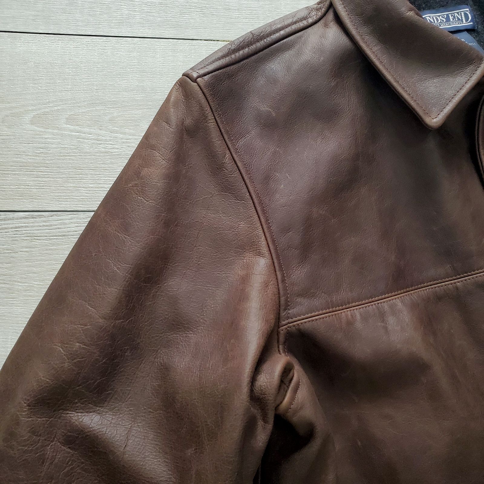 1990_2000年代 Label社製 Longaモデル ブラウンレザー※写真右 LANDS'END ランズエンド□極美品 1990-2000s アンティーク加工 牛革