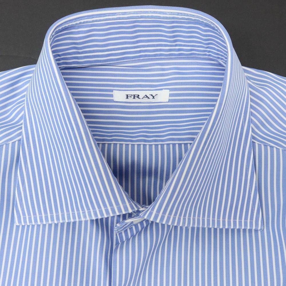 中古】フライ FRAY コットン ストライプ ドレスシャツ ブルーxホワイト 