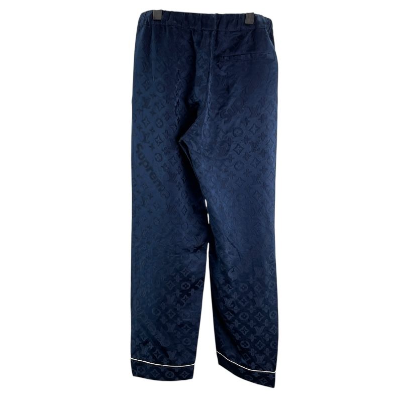 ルイ ヴィトン LOUIS VUITTON X SUPREME モノグラム総柄シルク混パンツ HDP90W ネイビー レーヨン メンズ パンツ