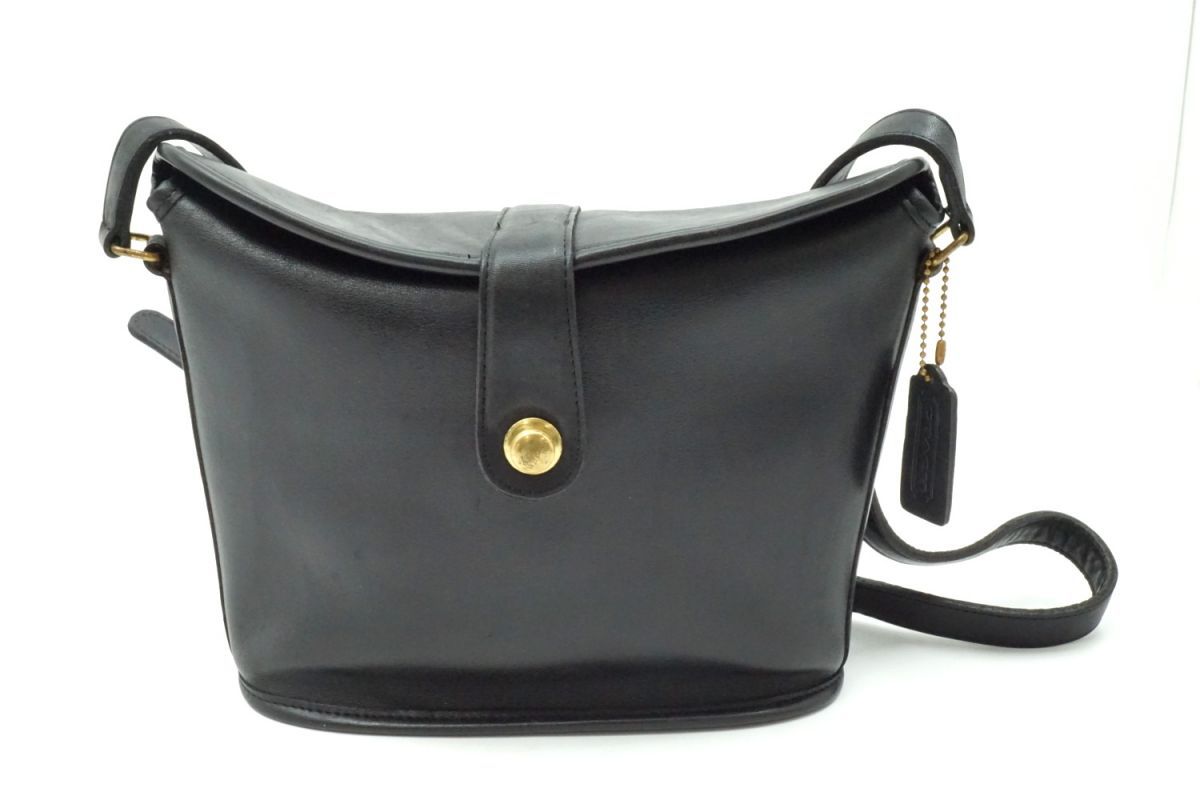 オールド コーチ ヴィンテージ ショルダーバッグ 0478-301 バケツ 無地 フルグレイン グローブレザー 黒 ブラック COACH 3854h