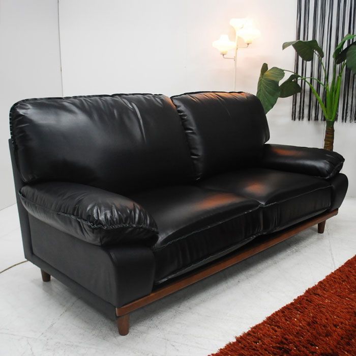 アウトレット 現品限り 一部 本革 トリプルモダンソファー スタイリッシュモダンデザイン 黒 210108-3p本革