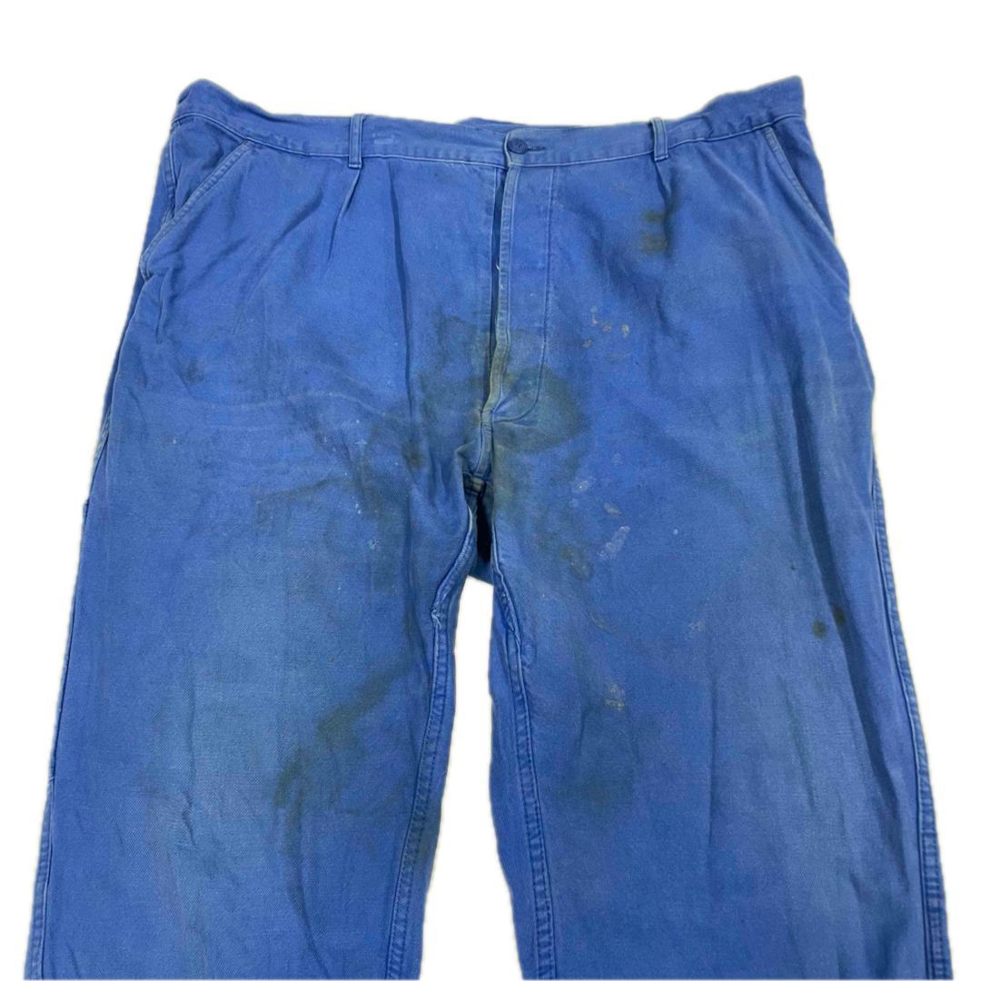 W44 フレンチワークパンツ ユーロヴィンテージ 70s ブルー メンズXL