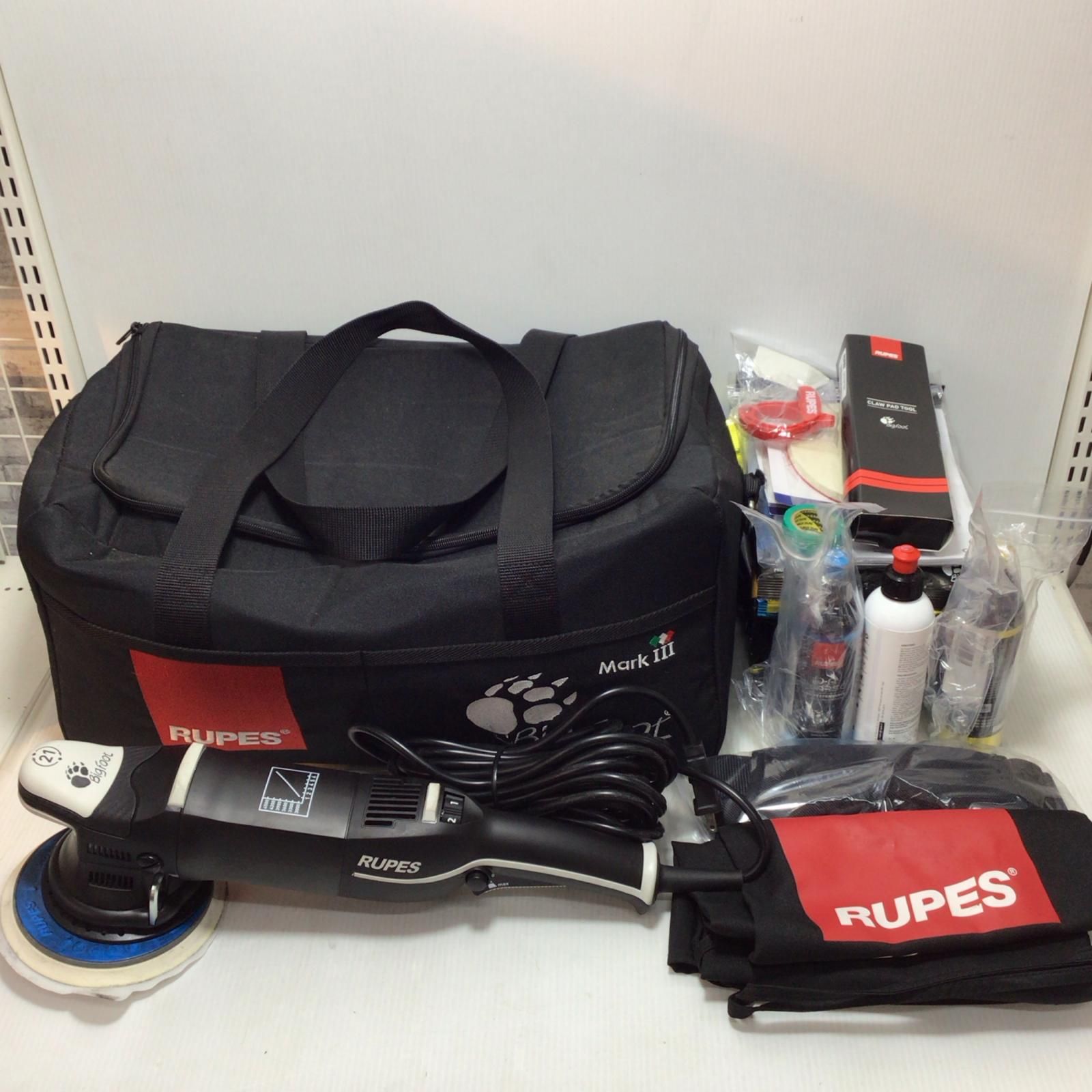 ΘΘRUPES ポリッシャー 程度B 保管バッグ 取説 替パッド ベルト 洗剤 コード式 00163 LHR21Ⅲ ブラック