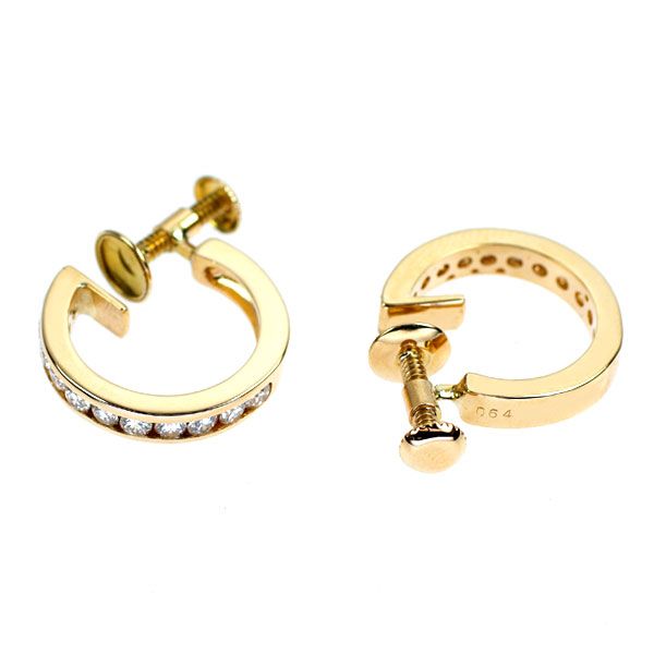 K18YG ダイヤモンド フープ イヤリング 1.28ct
