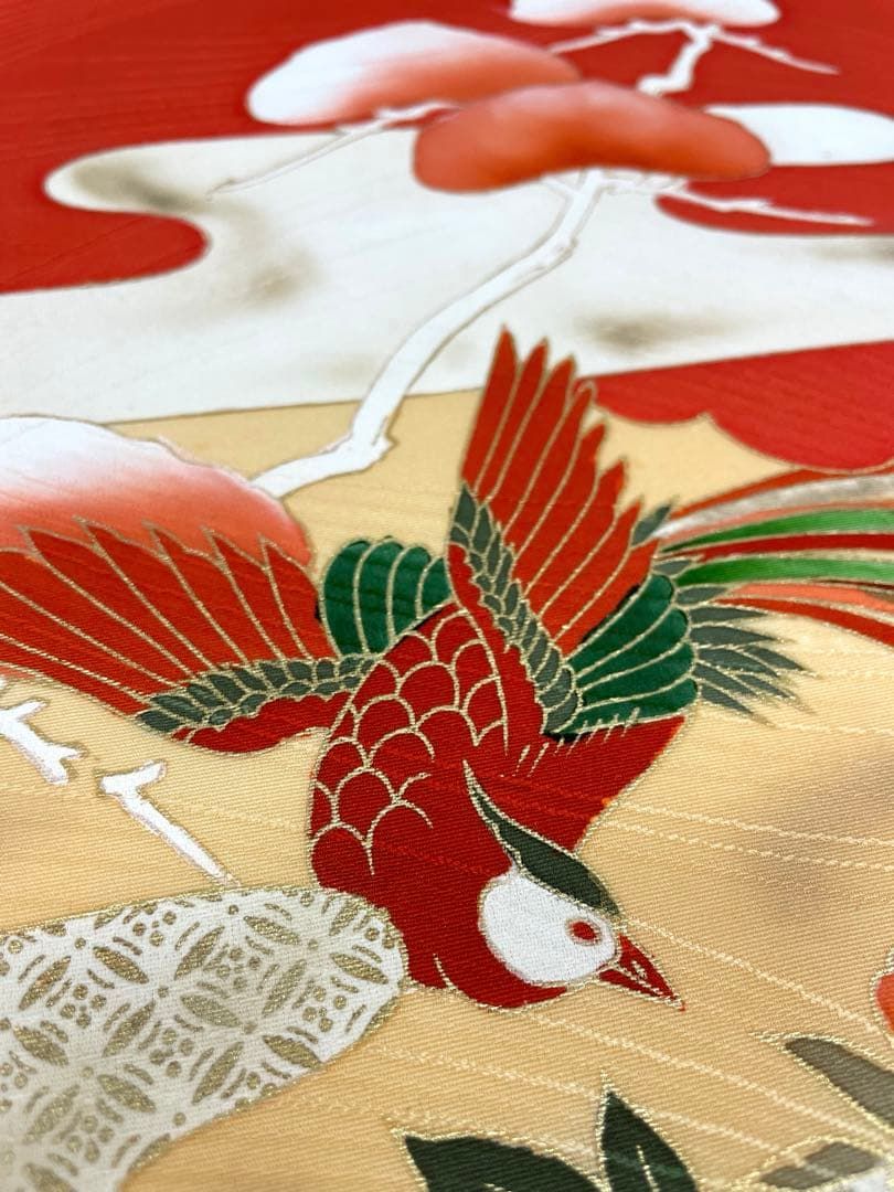 付け下げ 手描 金彩 鳳凰 牡丹 紋意匠 正絹 反物 - メルカリ