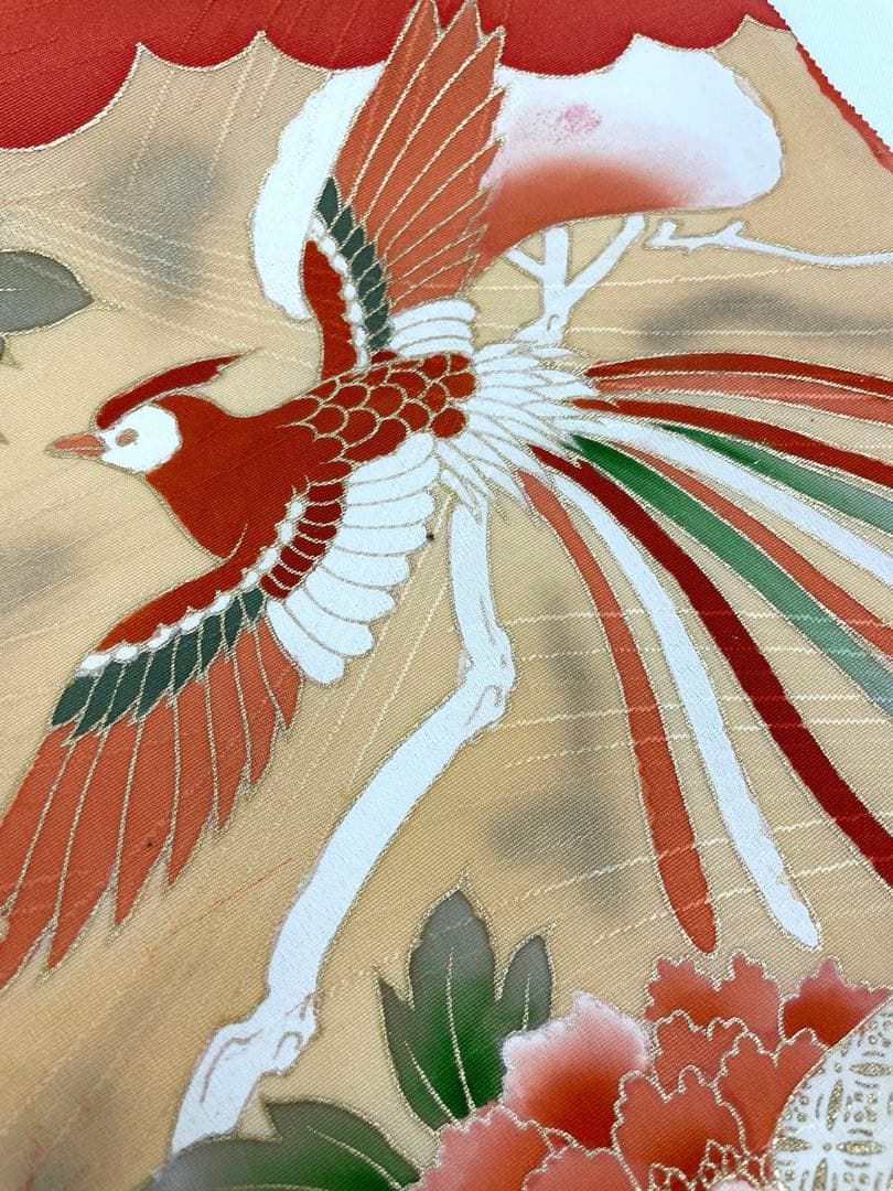 付け下げ 紋意匠 手描 金彩 七宝 黒地 正絹 反物 付け下げ 手描 金彩 正絹 反物