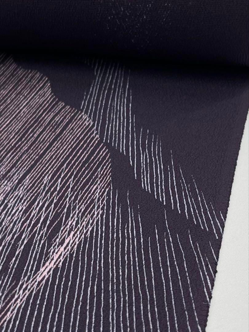 小紋 個性的 ちりめん 正絹 反物 Prices down2）正絹 小紋 反物 着物「格子 茄子紺色」日本製 丹後