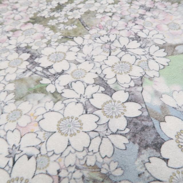 ❁tomihisa❁新品 桜 着物 正絹 仕付け糸付”春を待ち侘びる満開の桜