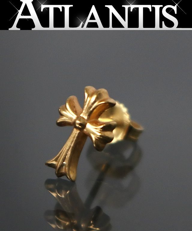 CHROME HEARTS 銀座店 クロムハーツ 22K CHクロス ファット スタッド ピアス メンズ ゴールド 100817