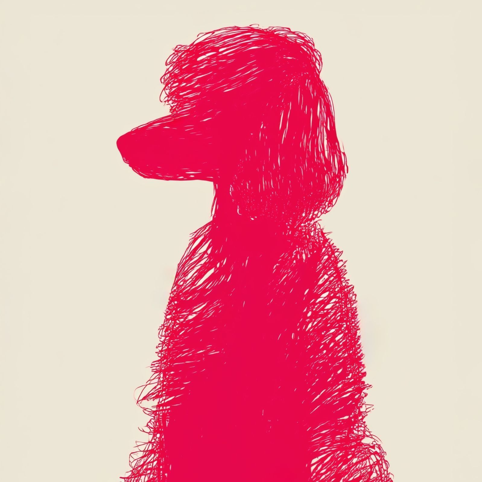 名入れOK Red Line - トイプードル犬 No.1 アートポスター ペットロス 北欧モダン ミニマルインテリア カフェスタイル