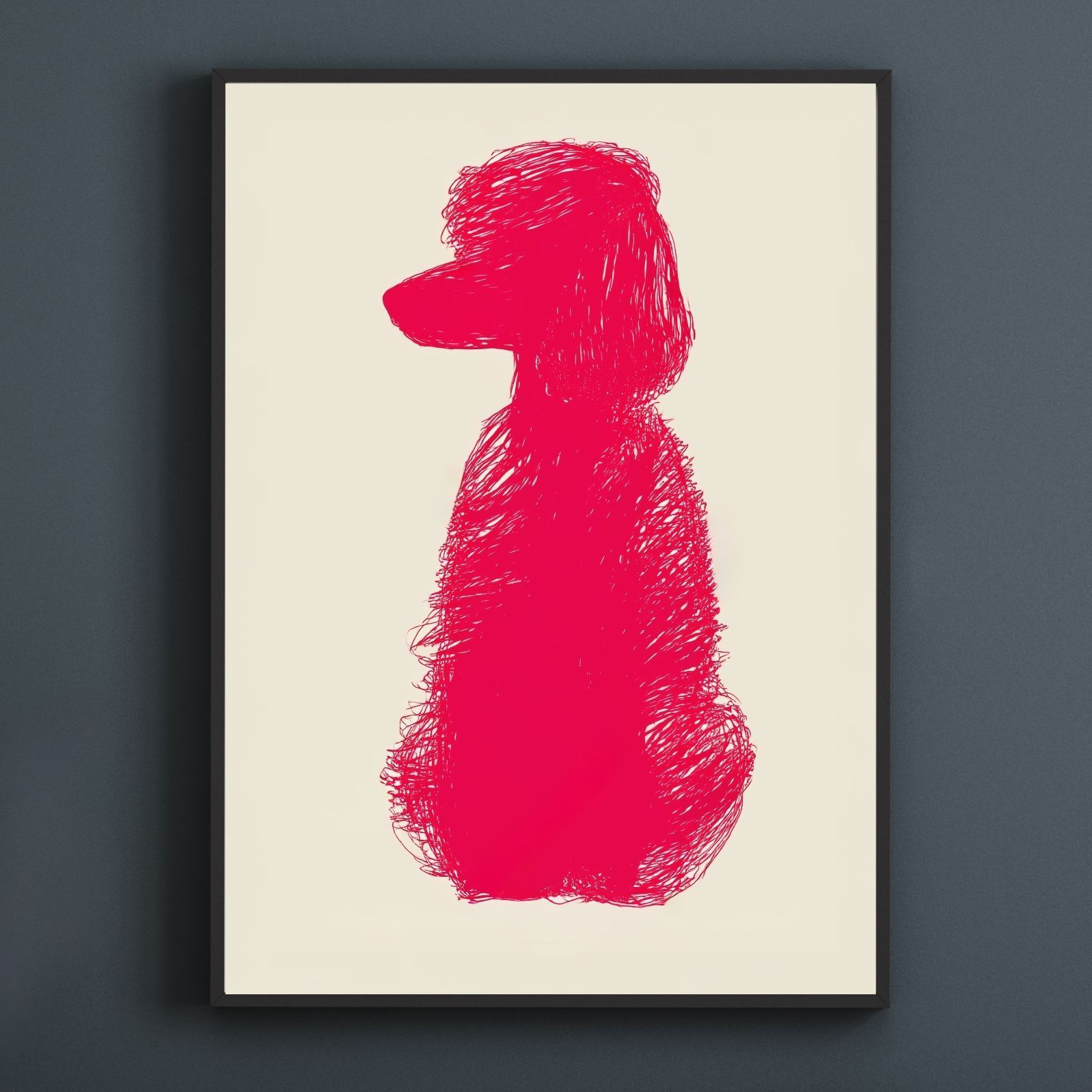 名入れOK Red Line - トイプードル犬 No.1 アートポスター ペットロス 北欧モダン ミニマルインテリア カフェスタイル