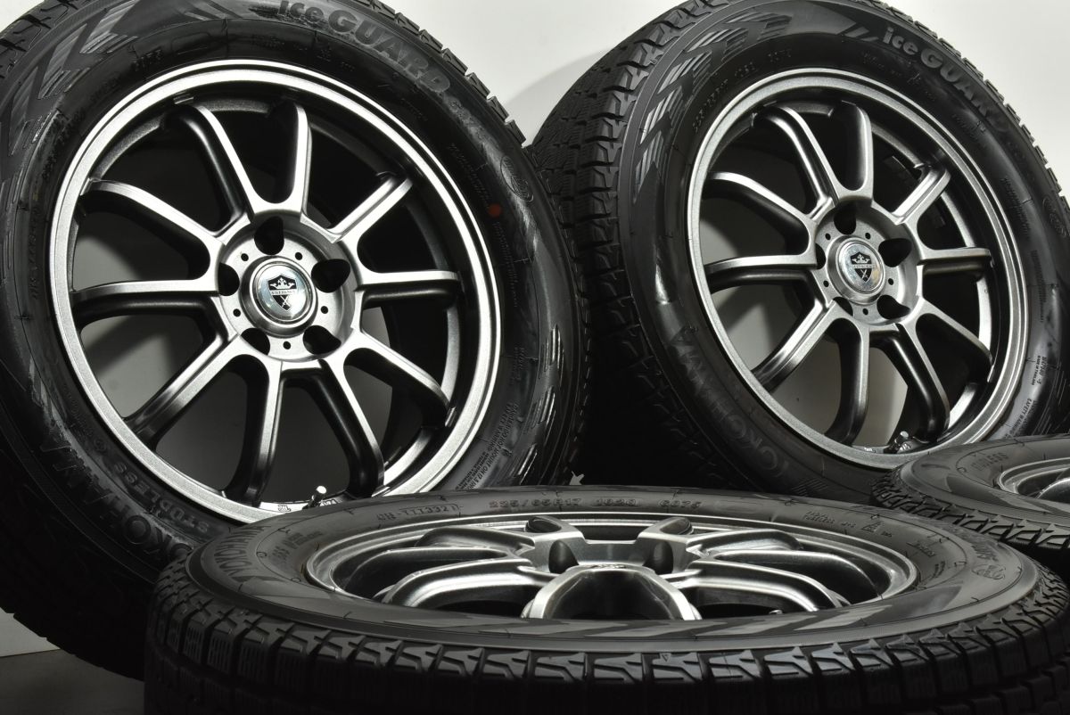 バリ溝 ESTROSA 17in 7J 38 PCD114.3 ヨコハマ アイスガード G075 225 65R17 NX ハリアー RAV4 ヴァンガード スタッドレス