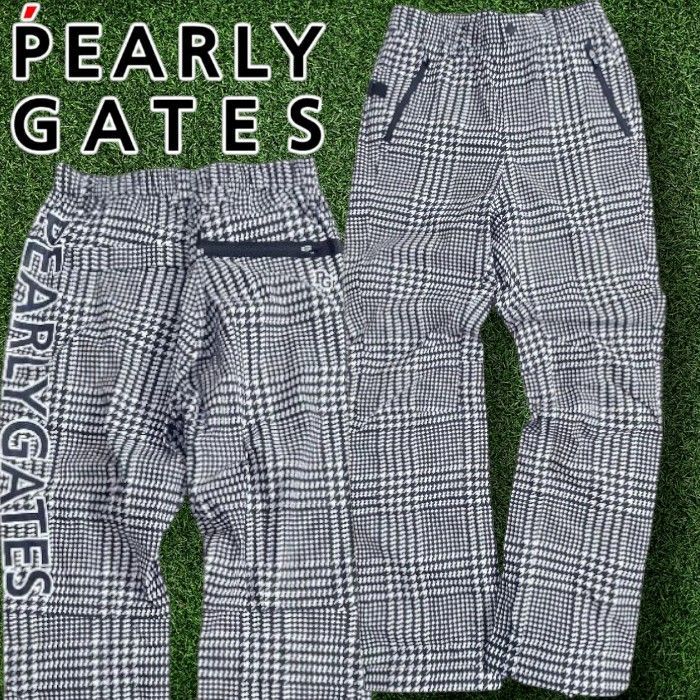 PEARLY GATES パーリーゲイツ ゴルフ 撥水×防風 Nyドビー 千鳥柄 ストレッチ パンツ レインウェア ゴルフウェア レディース 053-2989304 定価2.8万 ブラック ホワイト ▲031 51017w08