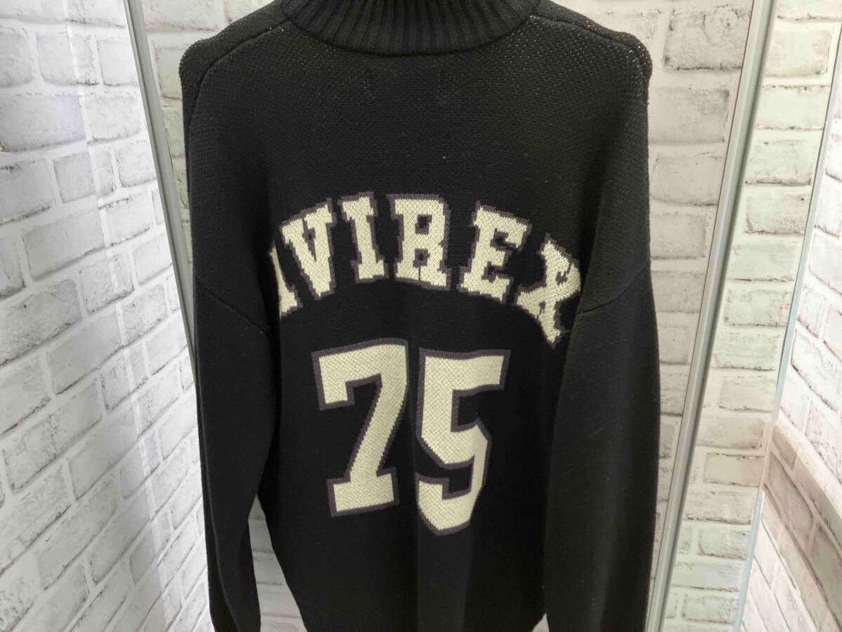 AVIREX 23A-KNL055-AX ドライバーズニット サイズM コットン ブラック アヴィレックス