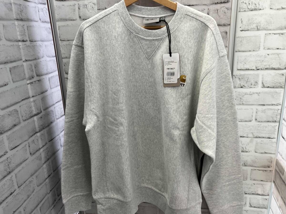 タグ付 Carhartt I025475-24F AMERICAN SCRIPT SWEAT SHIRT サイズM グレー コットン 裏起毛 カーハート メンズ