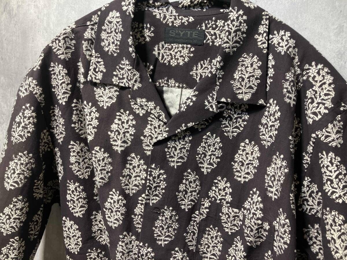 S YTE open collar shirt開襟シャツ ブラウン ホワイト サイズ3 サイト KARIMZIABAT_FR