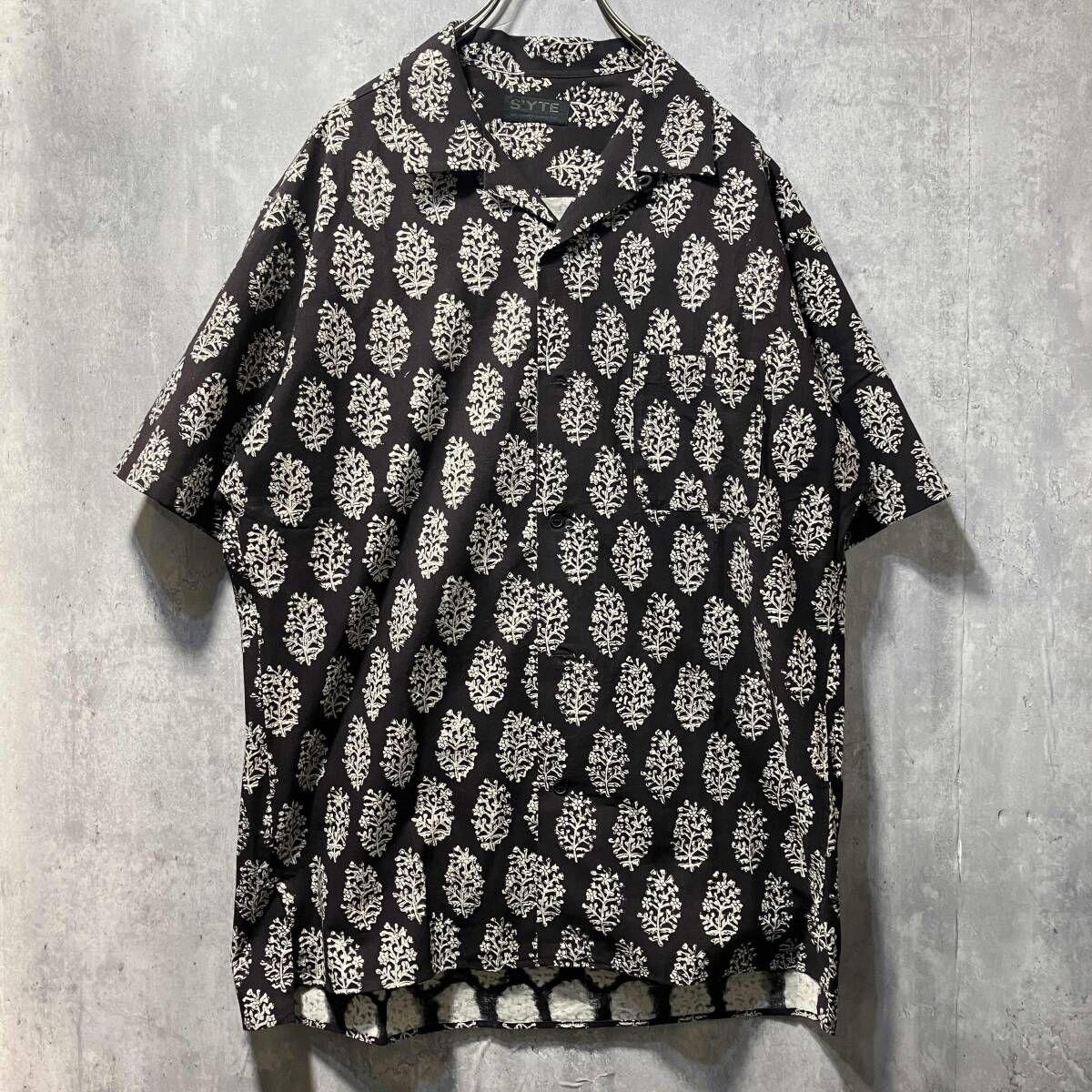 S YTE open collar shirt開襟シャツ ブラウン ホワイト サイズ3 サイト