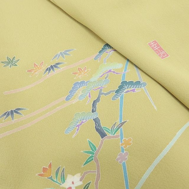 六花-RIKKA- 正絹 本加賀友禅 岡本幸治落款 丹後ちりめん 訪問着 着物 A3833