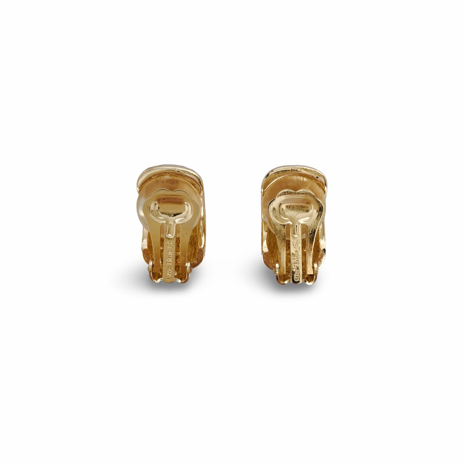 Christian Dior クリスチャンディオール パール ラインストーン ハーフフープ イヤリング ゴールド