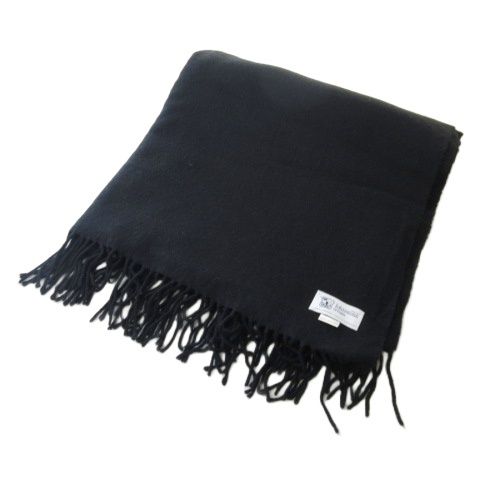 ジョンストンズオブエルガン Johnstons of Elgin マフラー カシミヤ100 フリンジ 大判 黒 ブラック
