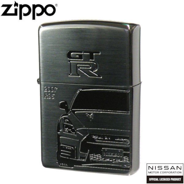 日産 ZIPPO NISSAN GT-R R-35 BK ブラック サテン ミラー コンビメッキ シリアルナンバー入り スカイライン ジッポー ライター ジッポ オイルライター