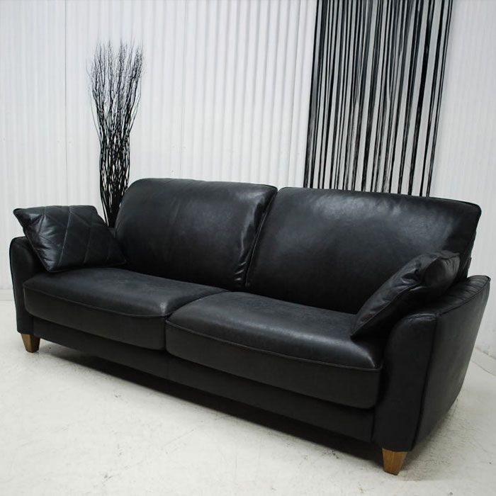 アウトレット 現品限り 一部 大 スタイリッシュモダンデザイン ３人掛け 3Pソファ ソファー チャコールブラック 240209-コロンバス3p