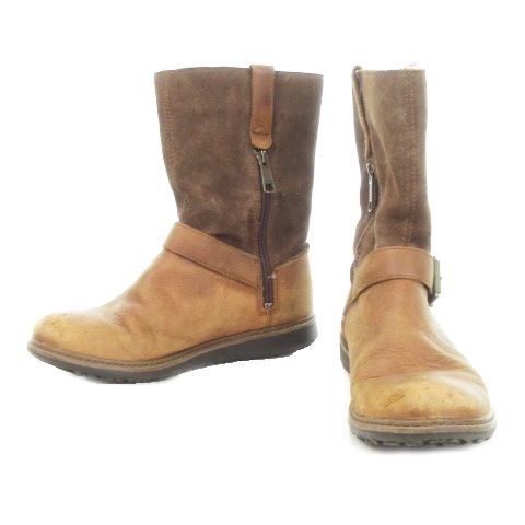 ティンバーランド Timberland エンジニアブーツ ワーク ミドル丈 レザー スエード ベルト 24 cm 茶 ブラウン AH 12 GY 99