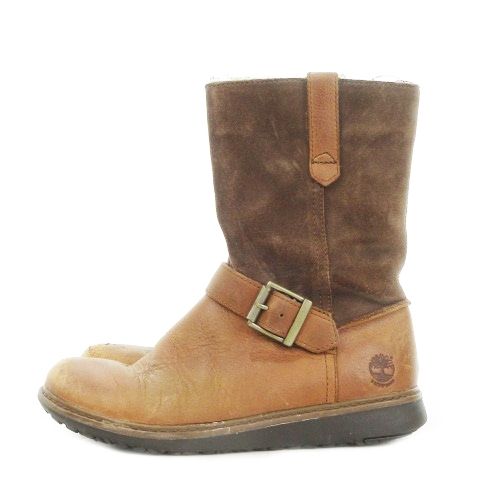 ティンバーランド Timberland エンジニアブーツ ワーク ミドル丈 レザー スエード ベルト 24cm 茶 ブラウン AH12 GY99
