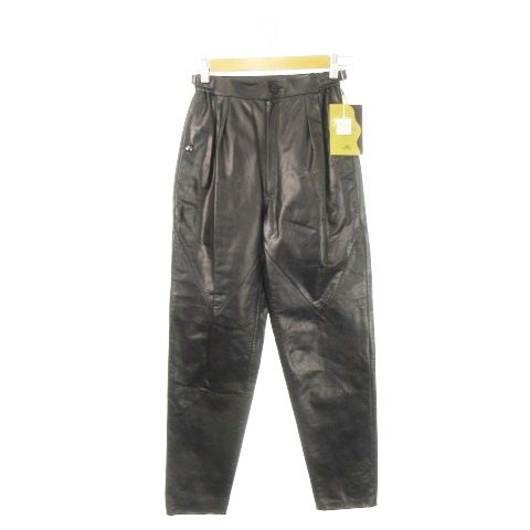 ホワイトベアー WHITE BEAR WB カーフミズゾメパンツ レザーパンツ テーパード サイドベルト ハイウエスト 本革 牛革 M 黒 ブラック AH21 GY99