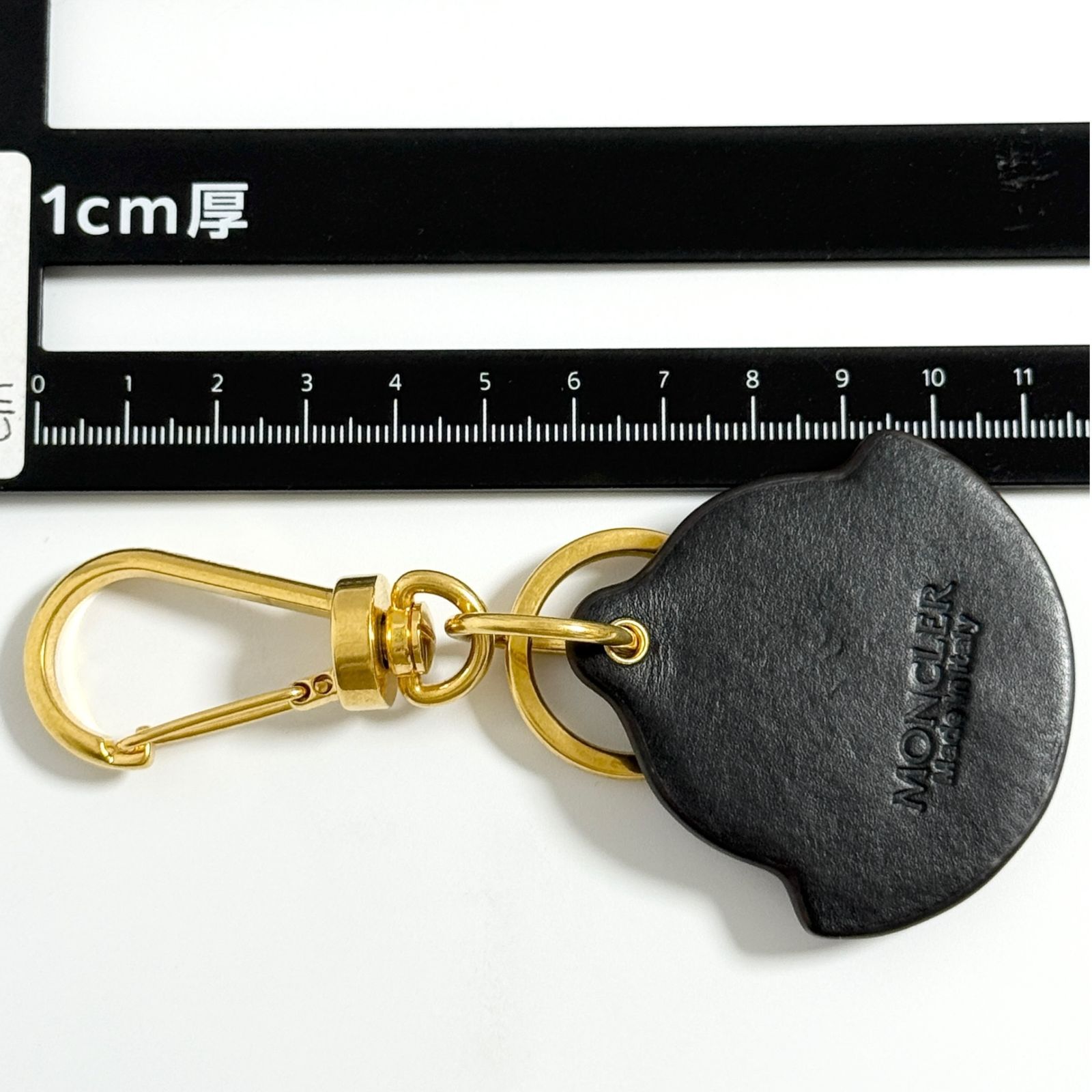  モンクレール メンズ ロゴ キーホルダー キーリング チャーム レザー 黒 キーホルダー キーリング 小物