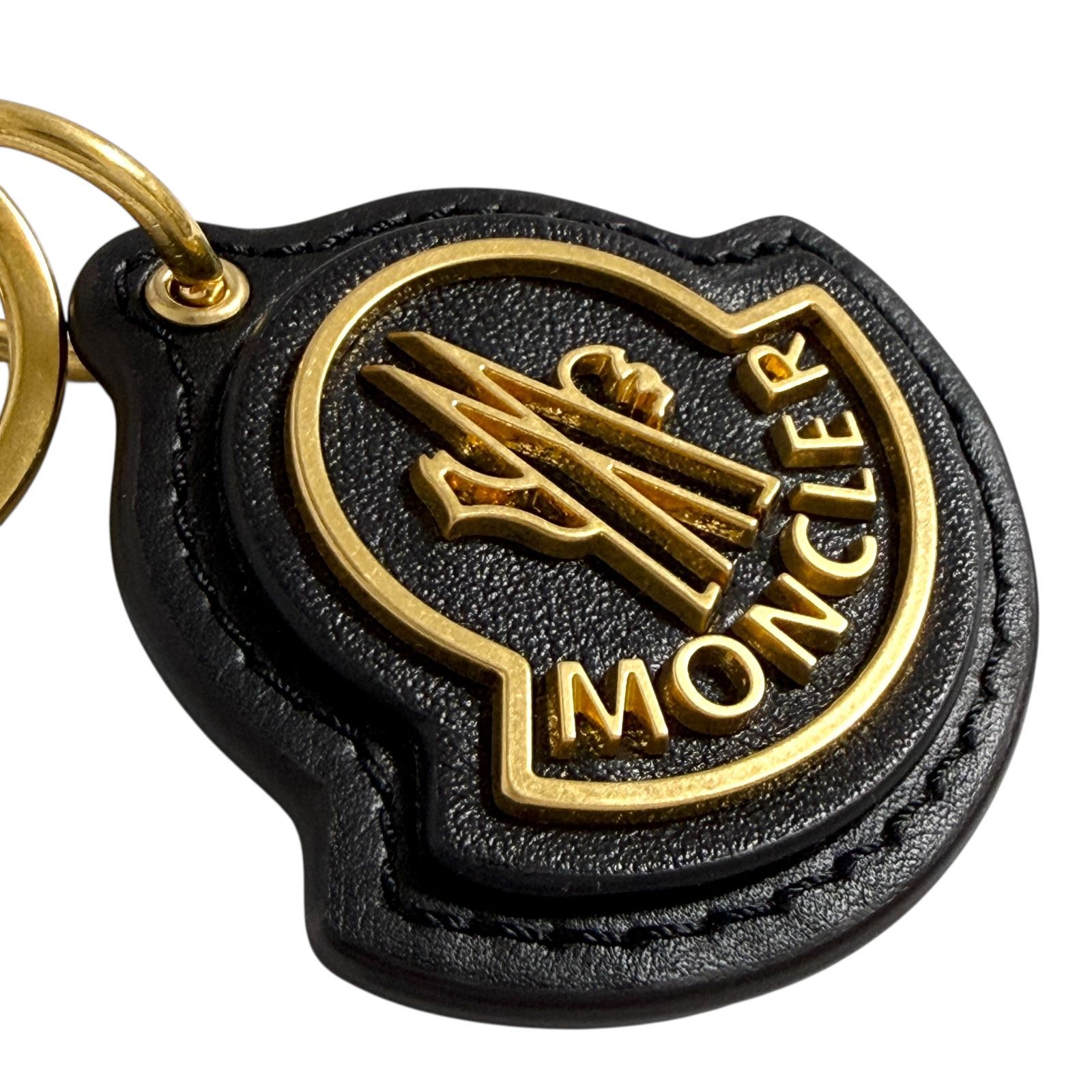 モンクレール メンズ ロゴ キーホルダー キーリング チャーム レザー 黒