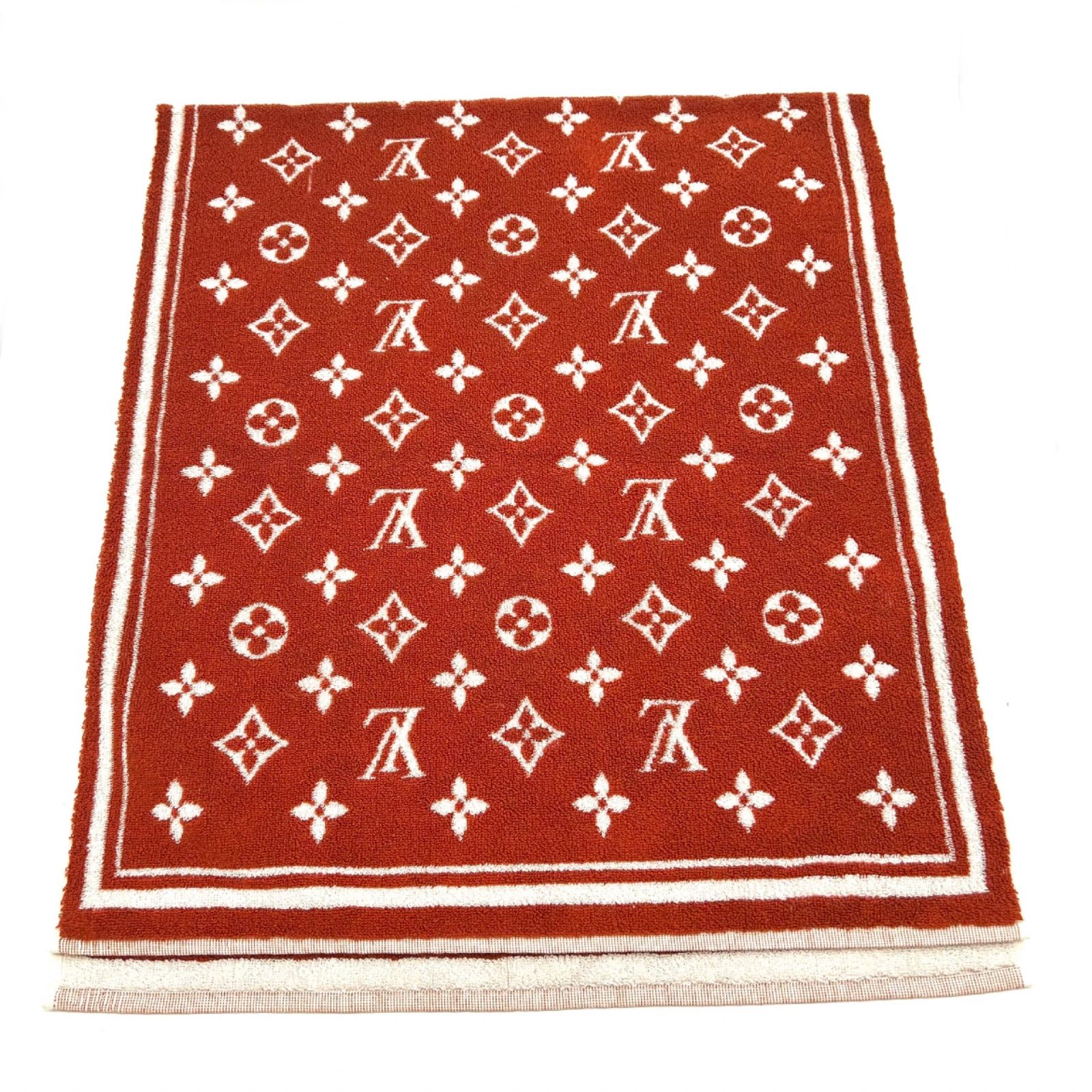 LOUIS VUITTON ルイヴィトン LV モノグラム セルヴィエット ビーチタオル M77752 オレンジ イタリア製 ハイブランド ラグジュアリー アイテム 小物