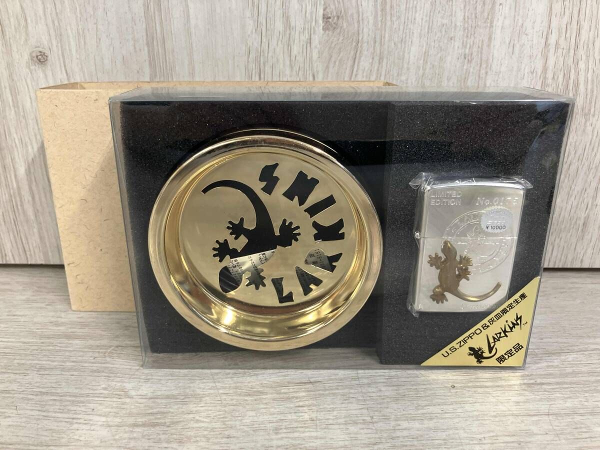 ZIPPO ジッポ ライター U.S.ZIPPO＆灰皿 生産 LARKINGS 1995年製 シリアルナンバー 灰皿付 箱有り