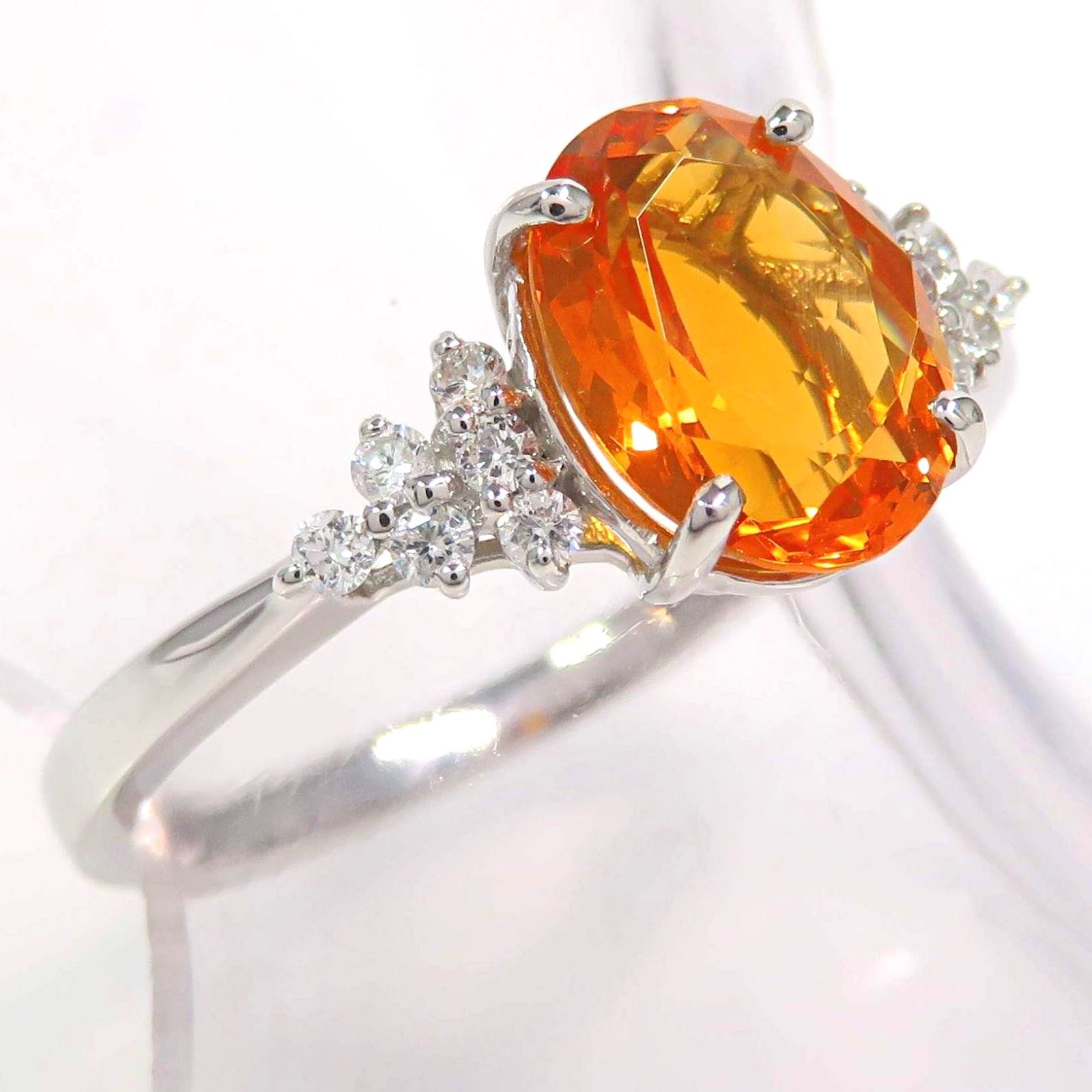 GSTV Pt950 ファイアオパール1.20ct ダイヤモンド0.12ct リング  