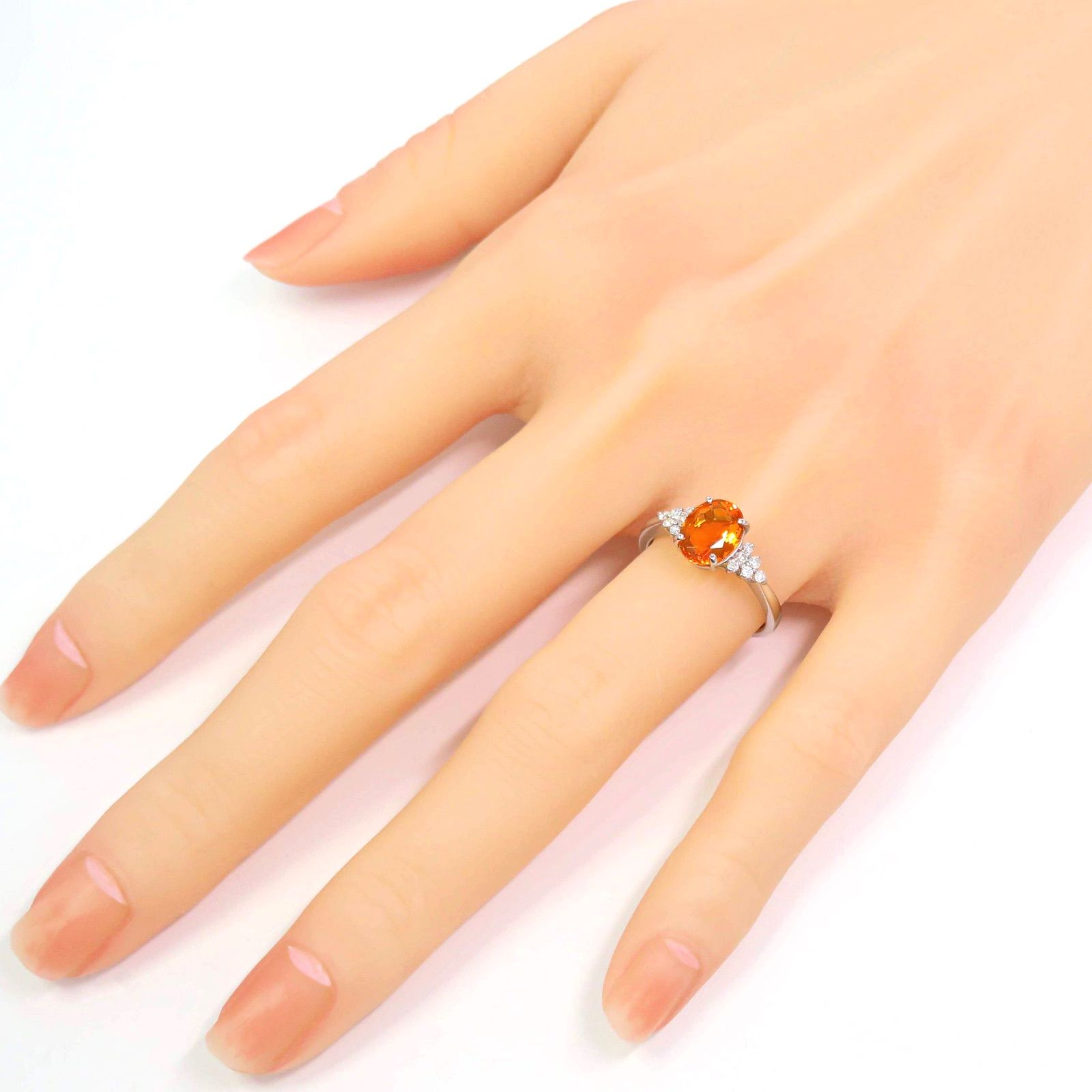 GSTV Pt950 ファイアオパール1.20ct ダイヤモンド0.12ct リング  