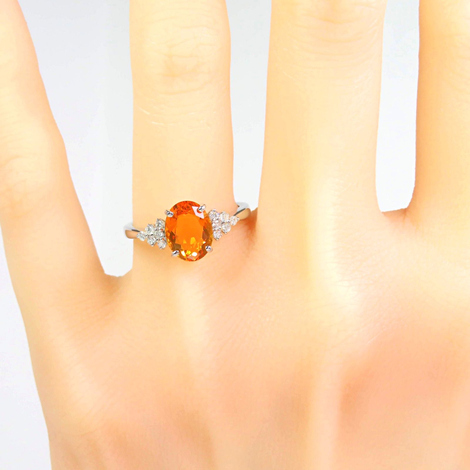 GSTV Pt950 ファイアオパール1.20ct ダイヤモンド0.12ct リング  