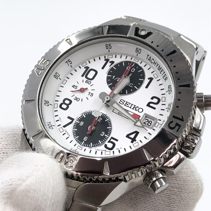 SEIKO BAR HONDA クロノグラフ 白文字盤 7 T 92 0 GE クオーツ 電波受信なし 24