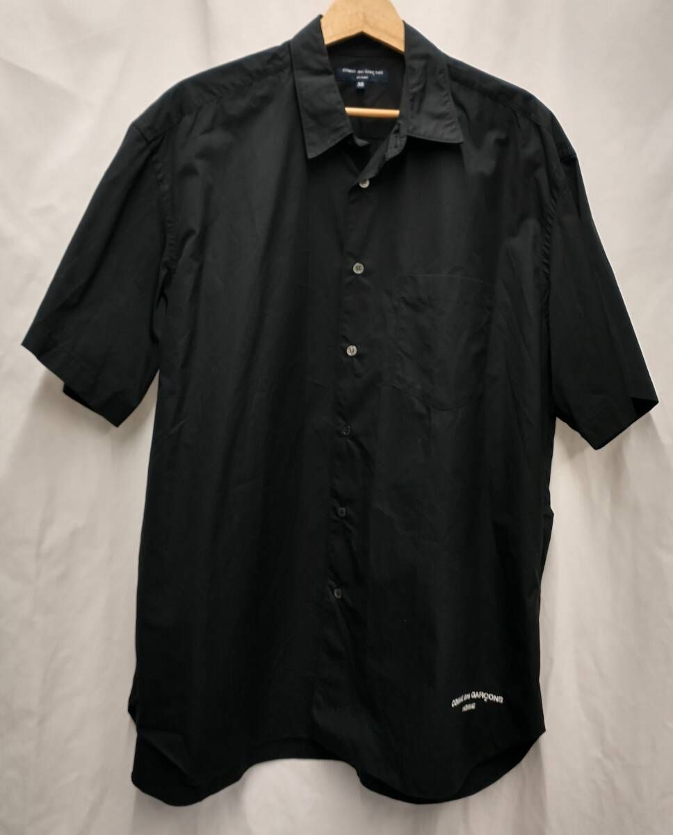 COMME des GARCONS HOMME コムデギャルソン オム 半袖シャツ 綿ブロード ブラック XSサイズ