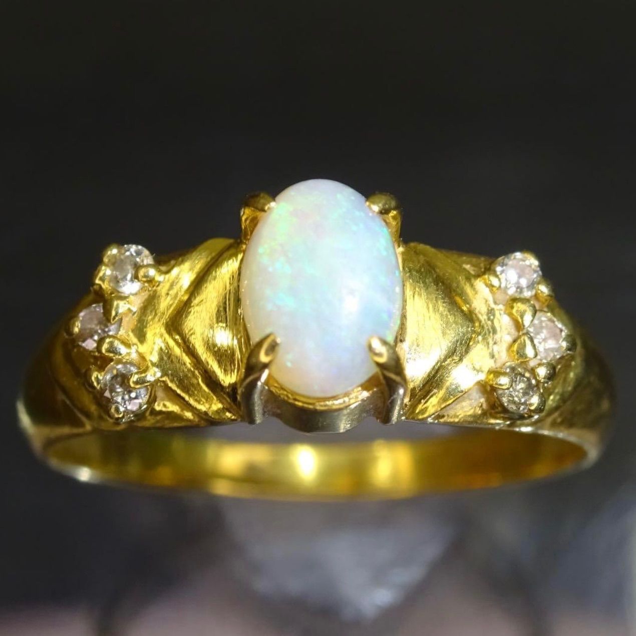 18金 K18 ゴールド GOLD 750 ジュエリーマキ 天然オパール0.31ct 天然
