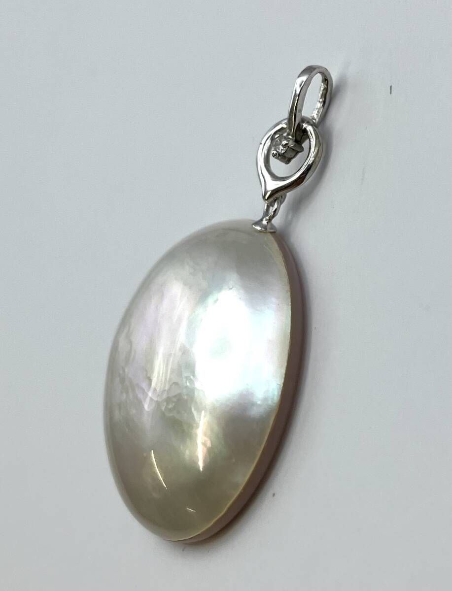 ハーフパール K18WG トップ ダイヤ0.01ct 4.2g ソーティング付き