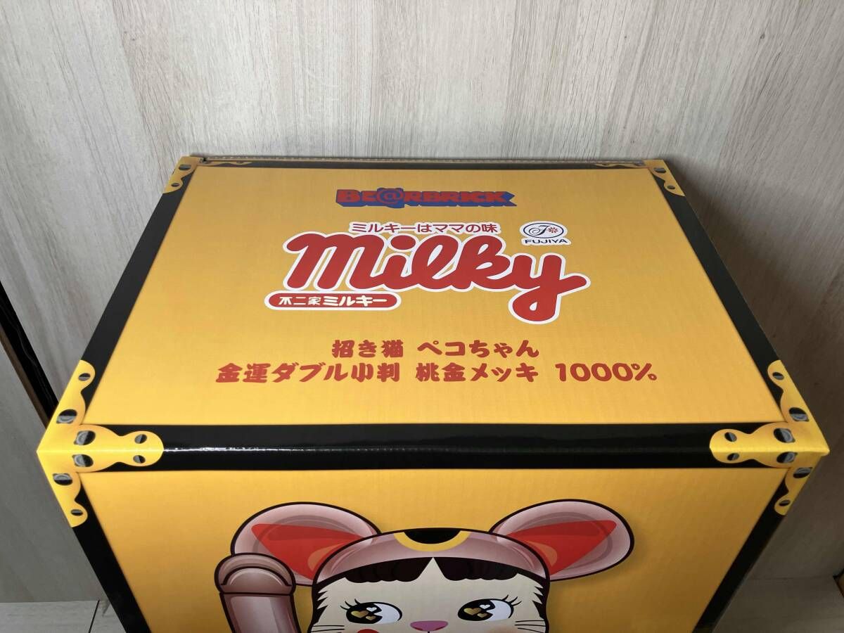 BE@RBRICK 招き猫 ペコちゃん 桃金メッキ 100％ ＆ 400
