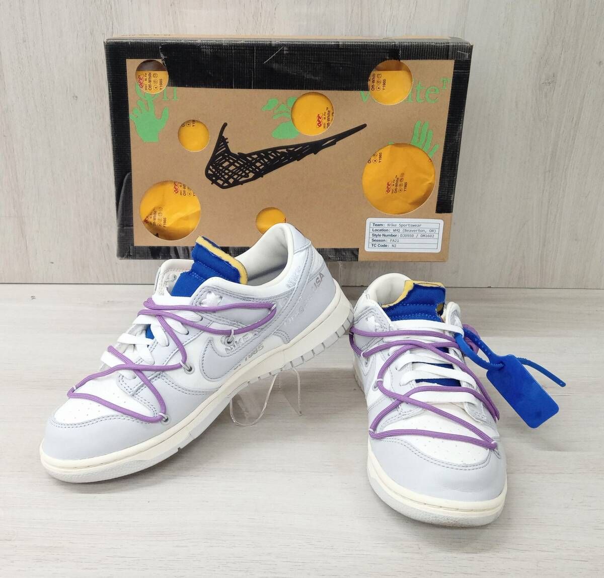 NIKE×Off White ナイキ×オフホワイト スニーカー DUNK LOW 1 of 50 48 DM1602-107 グレー系 26cm