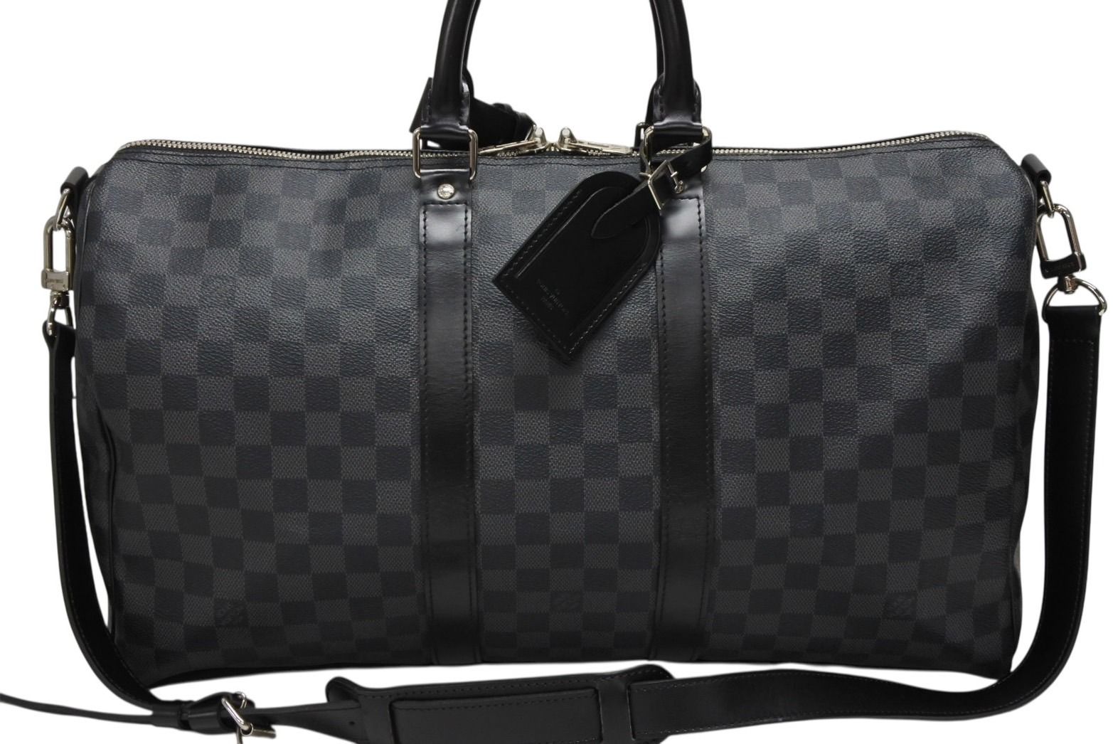 LOUIS VUITTON ルイヴィトン ボストン キーポルバンドリエール45 ダミエグラフィット N41418 ブラック シルバー金具 4b008380