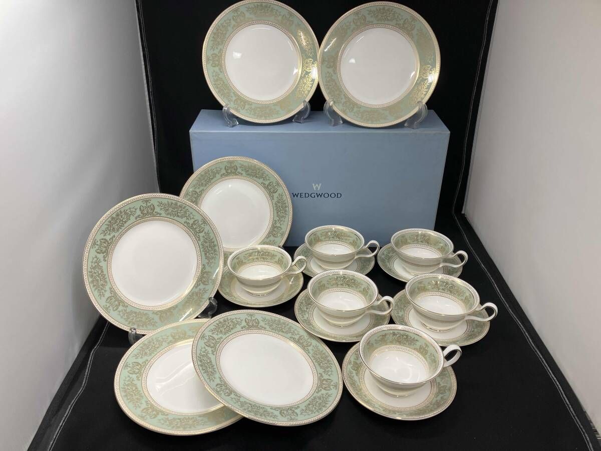 WEDGWOOD ウェッジウッド コロンビア セージグリーン カップ-ソーサー プレート セット