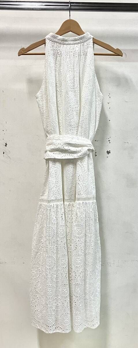 HER LIP TO ハーリップトゥ Lace-Trimmed Belted Dress レーススリムベルトドレス ノースリーブワンピース サイズS ホワイト ベルト付き