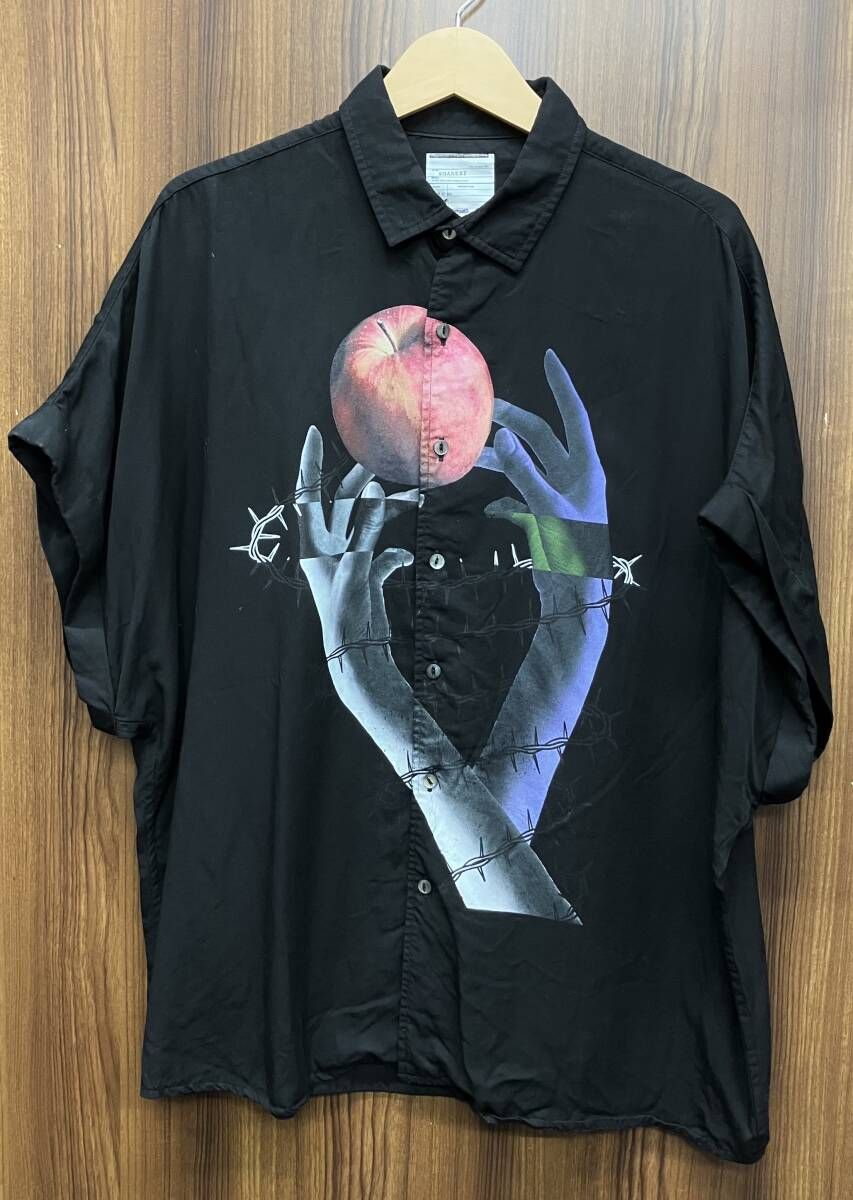 SHAREEF シャリーフ 18ss Apple s s big shirt 半袖シャツ プリントシャツ ブラック サイズ1