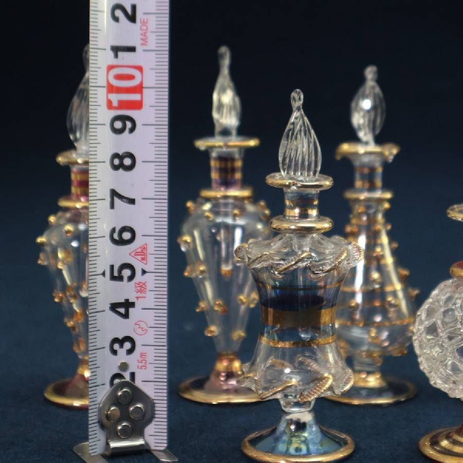 エジプト ガラス工芸 パフュームボトル 香水瓶 セット ハンドメイド ガラス細工 アンティーク調 美しい かわいい おしゃれ 魔法使いの道具 288 f 19