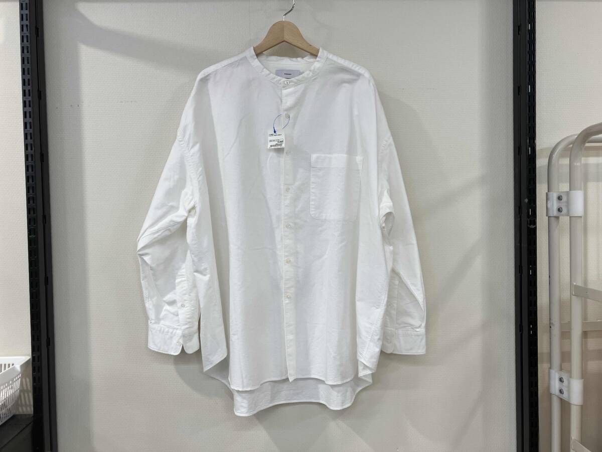 Graphpaper グラフペーパー Oxford Oversized Band Collar Shirt 長袖シャツ サイズF 白 ホワイト コットン メンズ