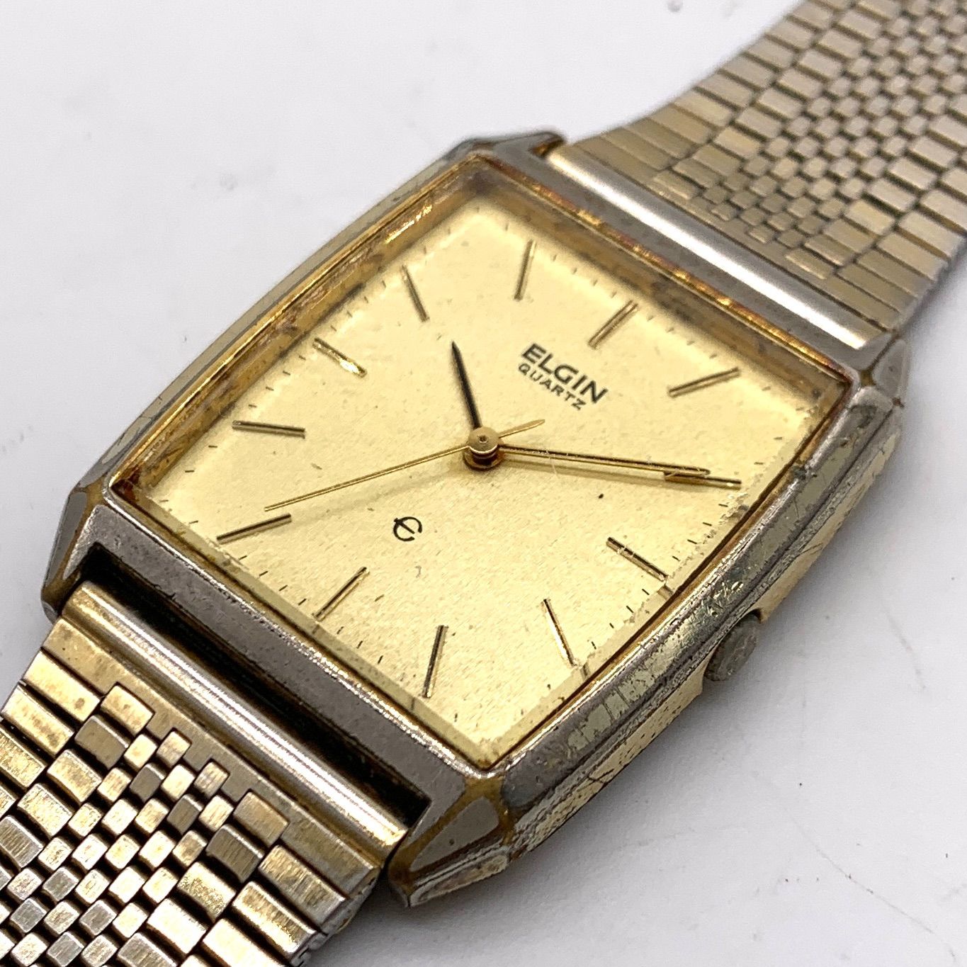 訳あり】ELGIN 腕時計 スクエア ゴールド系 - メルカリ