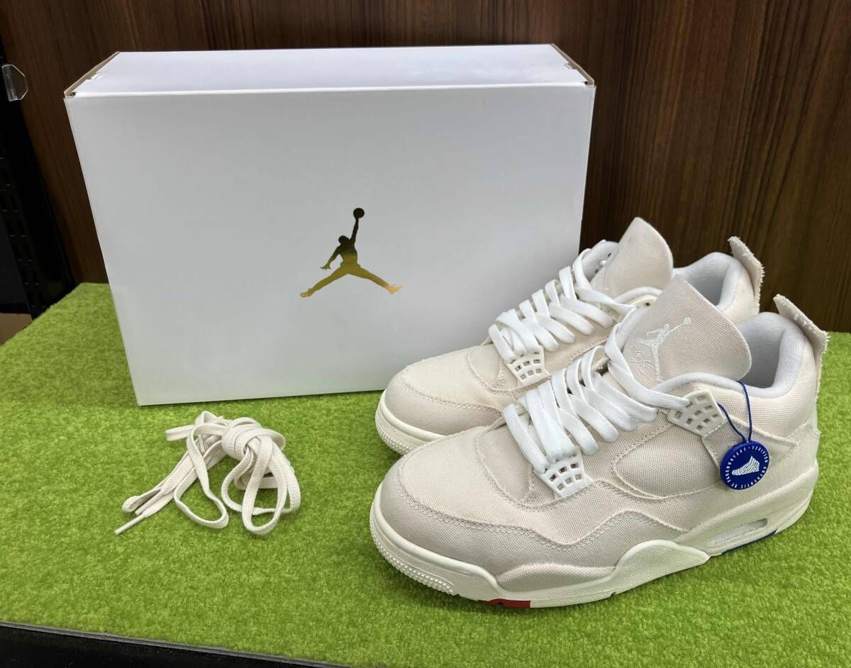 NIKE ナイキ WMNS AIR JORDAN 4 RETRO DQ4909-100 サイズ約27.5cm オフホワイト系 スニーカー メンズ シューズ 箱 替紐付 靴